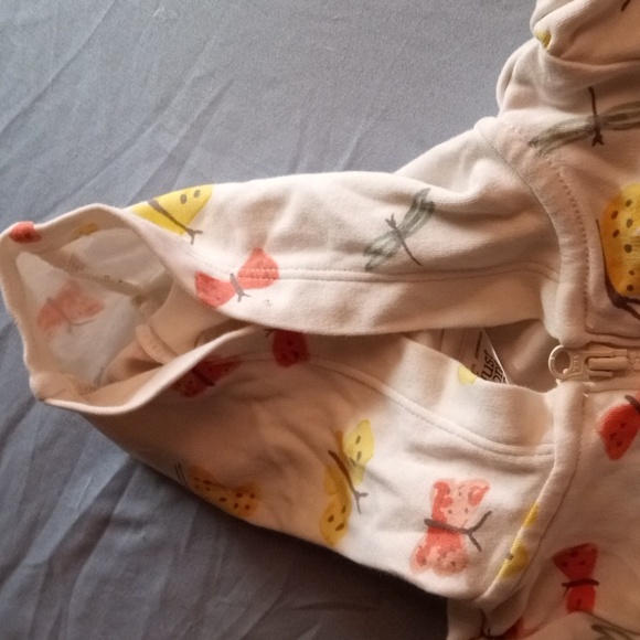 Carter's 3 Months Baby Girls Zip Up Hoodie with Butterfly design - Picture 7 of 8